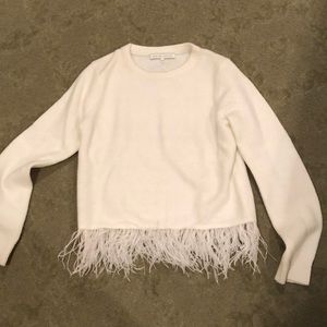 White Sweater with Feather Bottom